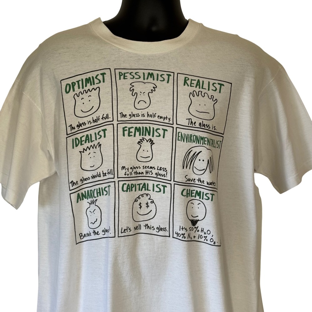 Vintage 1994 Halfmoon Personalities Graphic T-Shirt XL White Single Stitch USA
